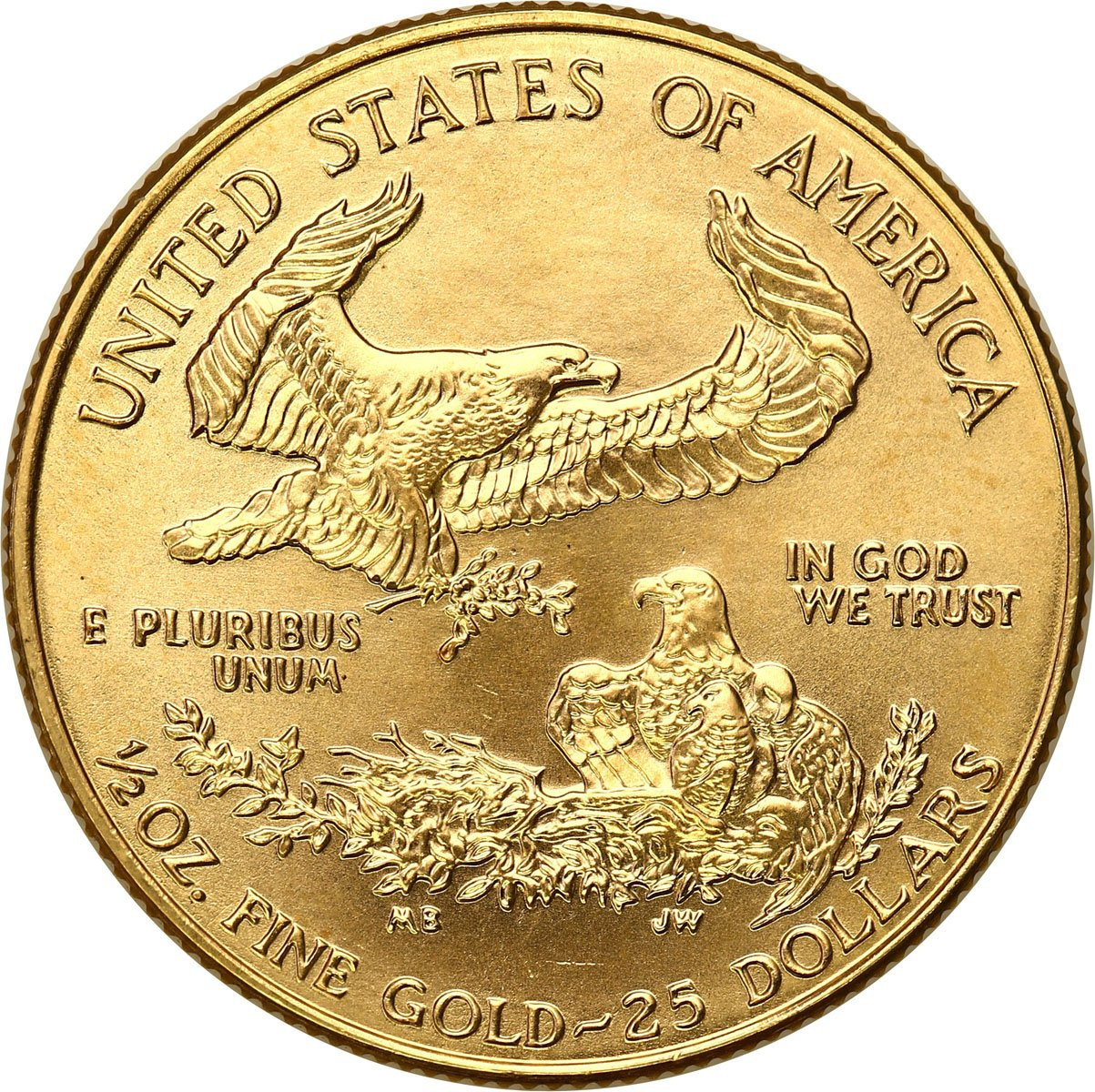 USA. Złote 25 dolarów 1999 Orzeł - 1/2 uncji złota